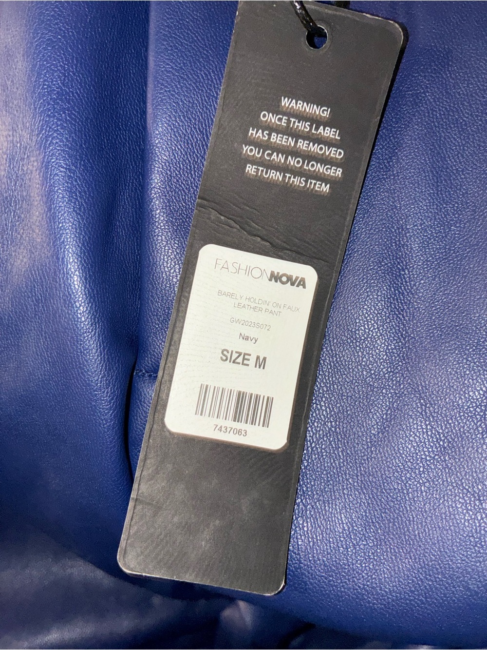 Fashion Nova Navy Faux Leather Pants - Medium